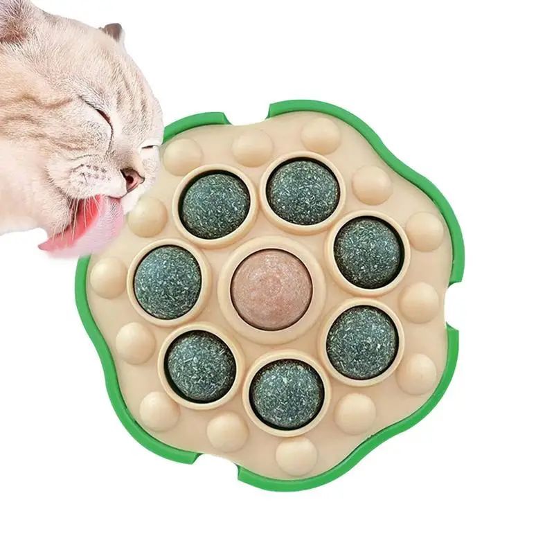 Catnip Balls That Stick On Wall Edible Cat Nips Balls Interactive Lotus Catnip Wall Cat Bite Lick Chew Roller Ball For Indoor