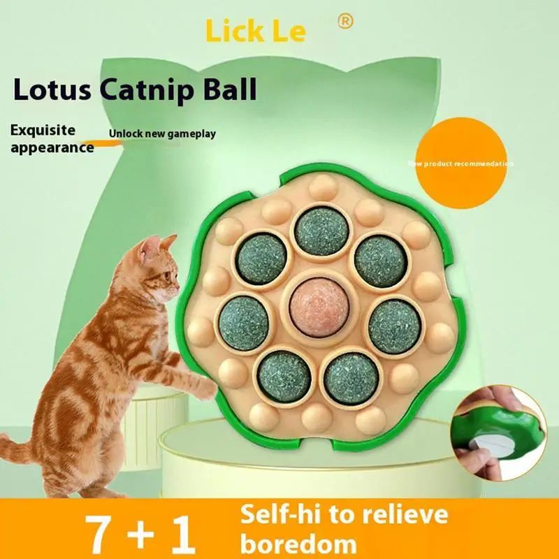 Catnip Balls That Stick On Wall Edible Cat Nips Balls Interactive Lotus Catnip Wall Cat Bite Lick Chew Roller Ball For Indoor