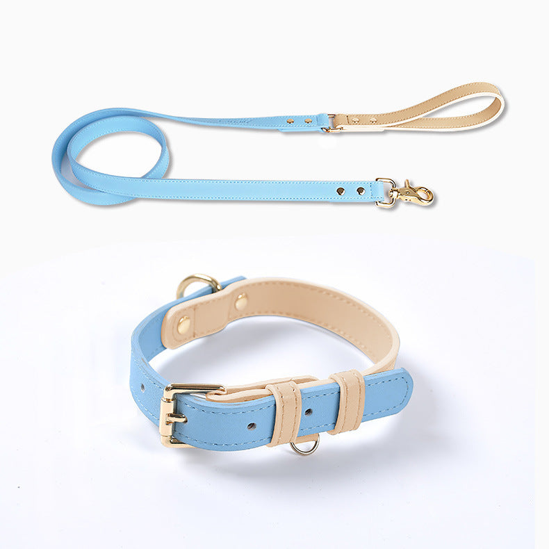 Leather Pet Dog Leash Collar Set